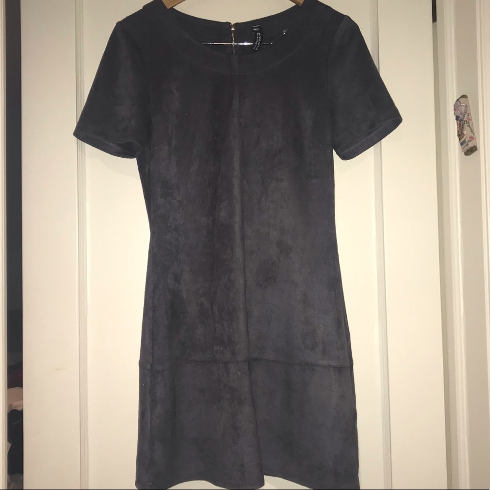 BLOOMINGDALES suede, dark grey dress